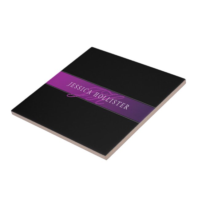Elegant namn & monogram initialer kakelplatta (Sidan)
