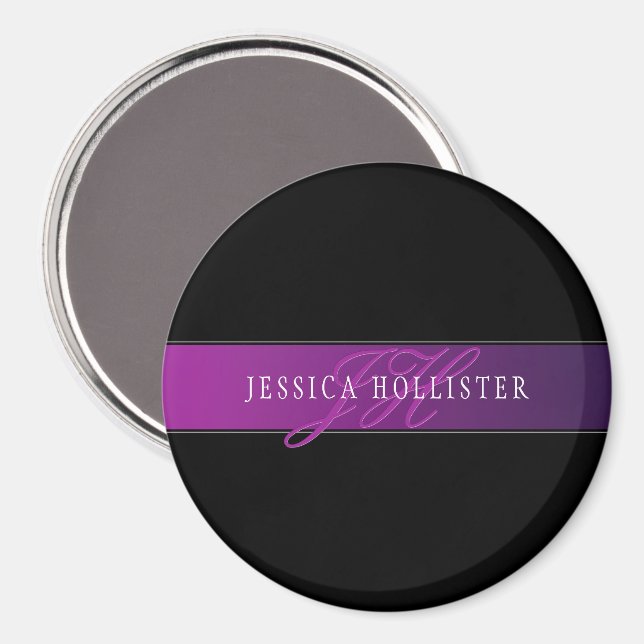 Elegant namn & monogram initialer magnet (Front/Back)