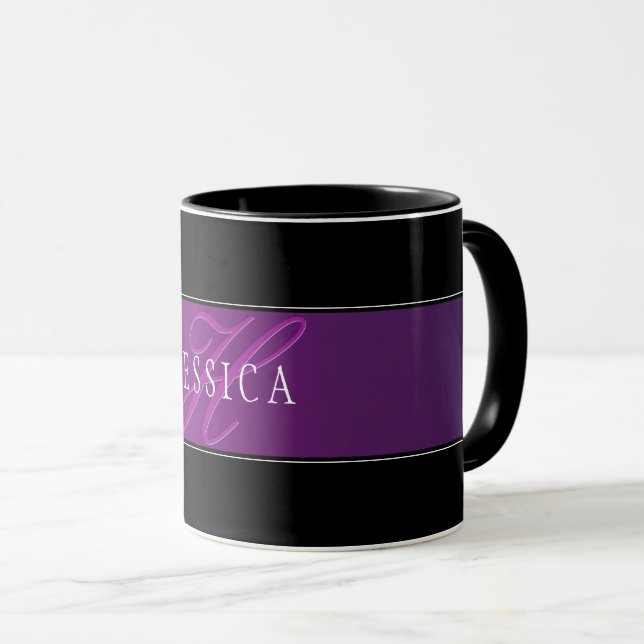 Elegant namn & monogram initialer mugg (Framsida höger)