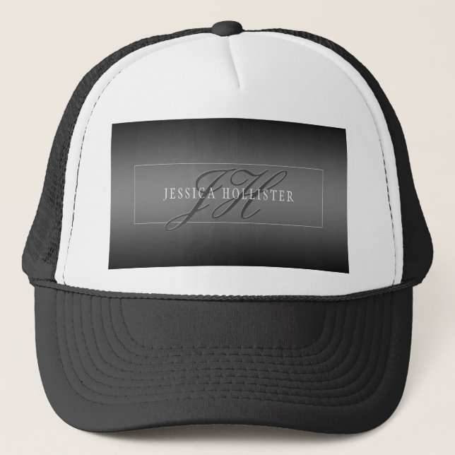 Elegant namn & monogram initialer | Svart & Grå Keps (Framsida)