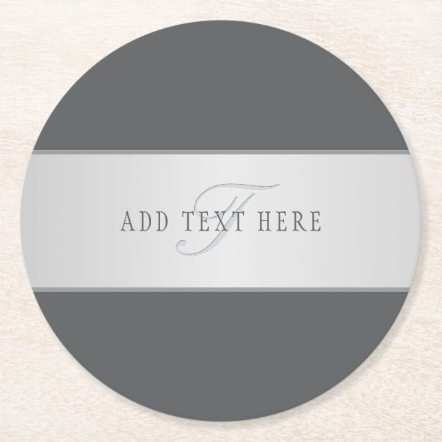 Elegant Namn & Monogram Lettering (eller annan tex Underlägg Papper Rund (Framsidan)