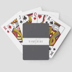 Elegant Namn & Monogram Mörk och lätt Grått Casinokort