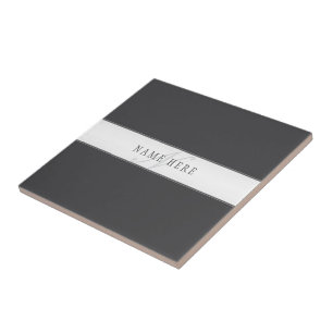 Elegant Namn & Monogram   Mörk och lätt Grått Kakelplatta