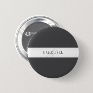 Elegant Namn & Monogram Mörk och lätt Grått Knapp