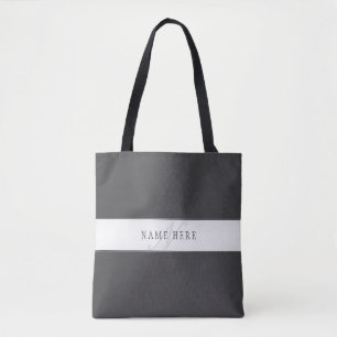 Elegant Namn & Monogram Mörk och lätt Grått Tygkasse