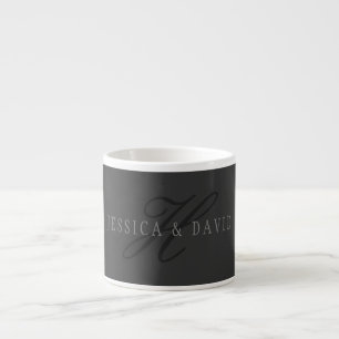 Elegant Namn & Monogram Mörk och ljusgryn Espressomugg