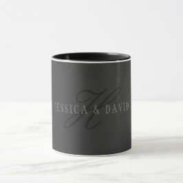 Elegant Namn & Monogram | Mörk och ljusgryn Mugg