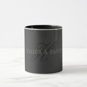 Elegant Namn & Monogram Mörk och ljusgryn Mugg