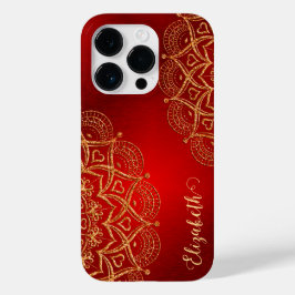 Elegant Namn Monogram Red och Guld Mandala