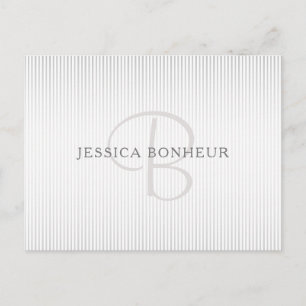Elegant Namn Monogram & Thin Grått Ombre Rand Vykort