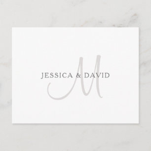 Elegant Namn Monogram Vit & Grå Vykort