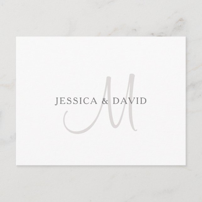 Elegant Namn Monogram | Vit & Grå Vykort (Framsida)