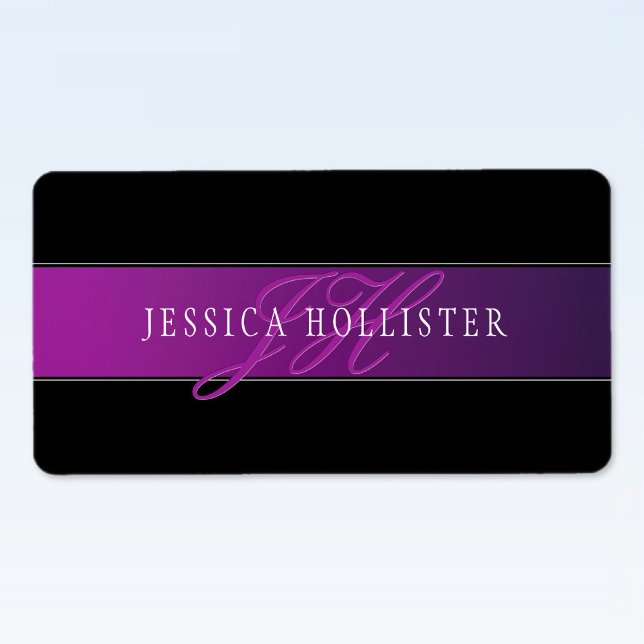 Elegant Namn & Monogrammed inledande/inledande/ini Adressetikett (Skapare uppladdad)