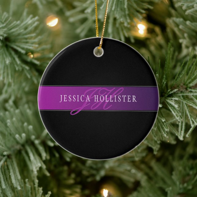 Elegant Namn & Monogrammed inledande/inledande/ini Julgransprydnad Keramik (Träd)