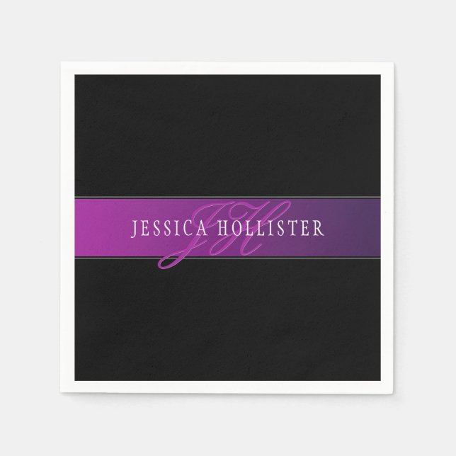 Elegant Namn & Monogrammed inledande/inledande/ini Pappersservett (Framsidan)