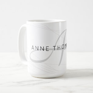 elegant namn och initial (monogram) vit 15 oz kaffemugg