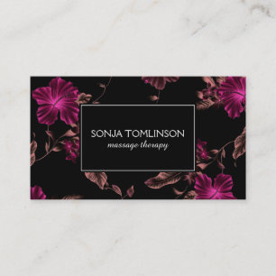 Elegant Namn på svart Blommönster nr 2 Visitkort