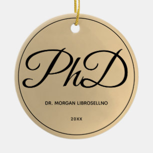 Elegant Namn Photo Guld PhD Studenten Julgransprydnad Keramik