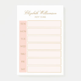 Elegant Namn  Rosa Guld White Weekly Planner Post-it Block