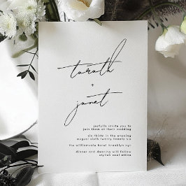 Elegant NAMN | Snyggt Black & White Bröllop Inbjudningar