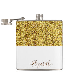 Elegant namnmonogram i guldglitter fickplunta