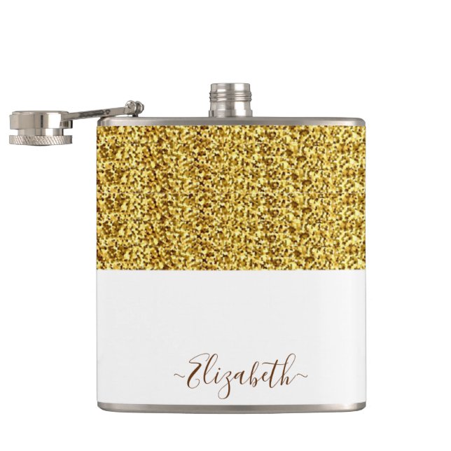 Elegant namnmonogram i guldglitter fickplunta (Öppnad)