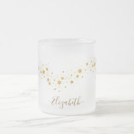Elegant namnmonogram i guldglitter frostad glasmugg