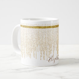Elegant namnmonogram i guldglitter jumbo mugg