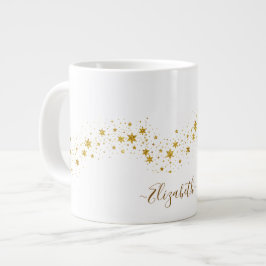 Elegant namnmonogram i guldglitter jumbo mugg