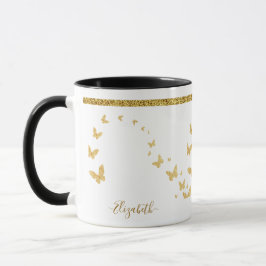 Elegant namnmonogram i guldglitter mugg