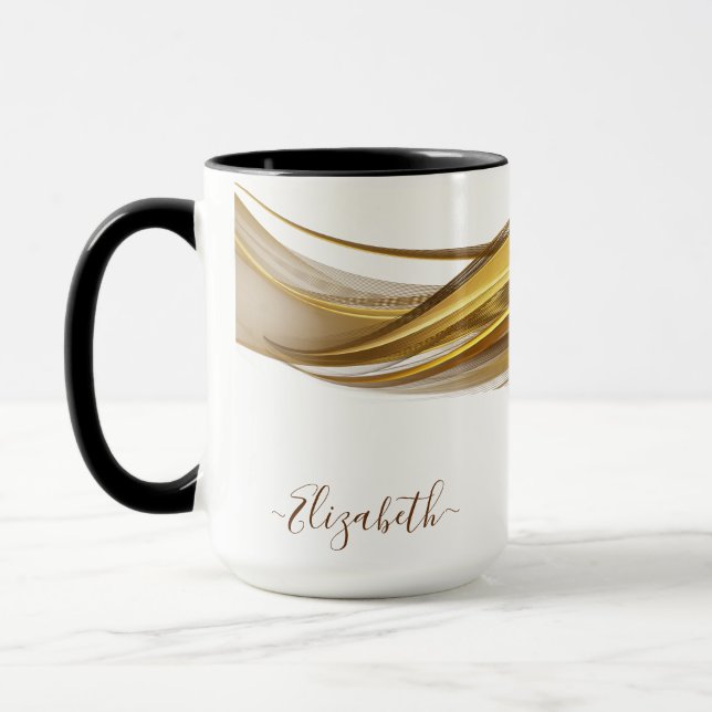 Elegant namnmonogram i guldglitter mugg (Vänster)