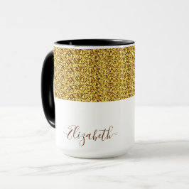 Elegant namnmonogram i guldglitter mugg