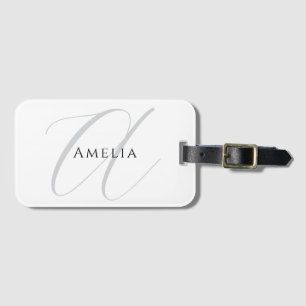 Elegant namnmonogram initial bokstav kalligrafi bagagebricka