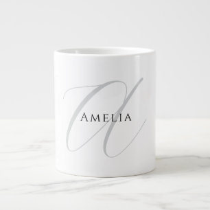Elegant namnmonogram initial bokstav kalligrafi jumbo mugg