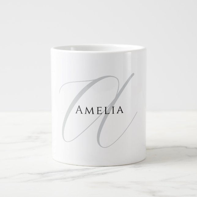 Elegant namnmonogram initial bokstav kalligrafi  jumbo mugg (Framsidan)