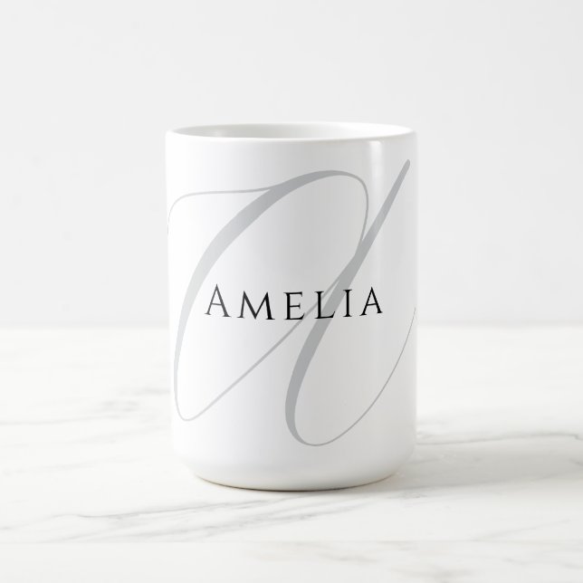 Elegant namnmonogram initial bokstav kalligrafi  kaffemugg (Center)