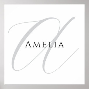 Elegant namnmonogram initial bokstav kalligrafi poster