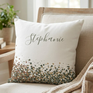 Elegant namnskrift med jordnära glitterkonfetti kudde
