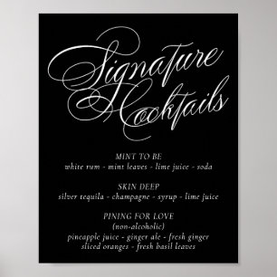 Elegant Namnteckning Cocktail Drink White Calligra Poster
