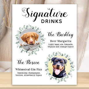 Elegant Namnteckning Drinks Pet Bröllop Hund 2 Pho Poster