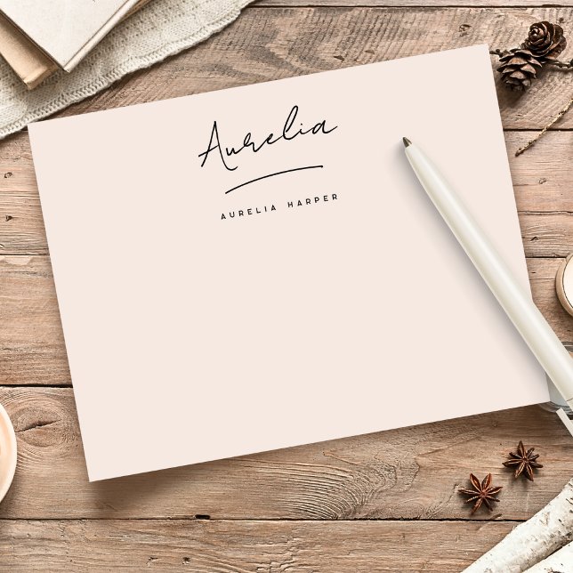 Elegant Namnteckning Personlig Stationery  Anteckningskort (Skapare uppladdad)