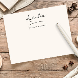 Elegant Namnteckning Personlig Stationery-Elfenben Anteckningskort