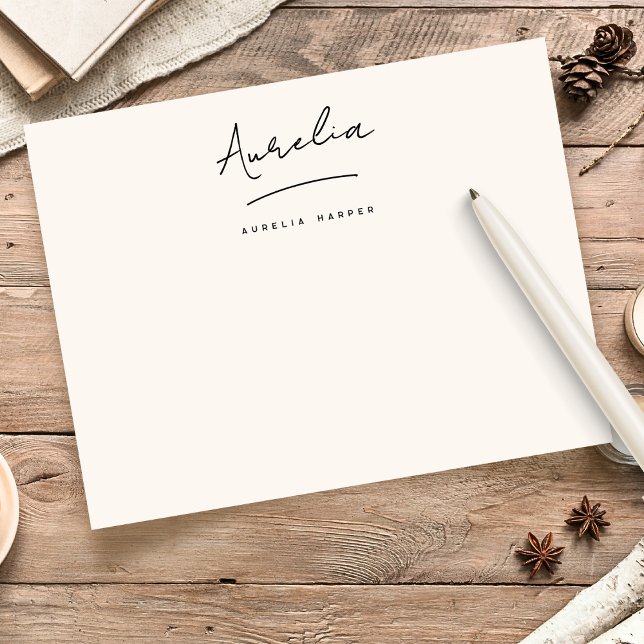 Elegant Namnteckning Personlig Stationery-Elfenben Anteckningskort (Skapare uppladdad)