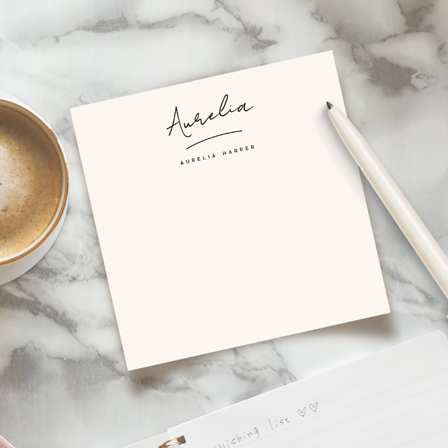Elegant Namnteckning Personlig Stationery-Elfenben Anteckningskort (Skapare uppladdad)