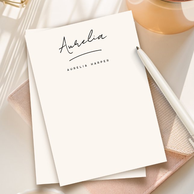Elegant Namnteckning Personlig Stationery-Elfenben Anteckningskort (Skapare uppladdad)