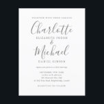 Elegant Namnteckning skript Bröllop Inbjudan Vykort<br><div class="desc">Med namnteckning stil namn kan det här elegant grått och vykortet för vit bröllopsinbjudan vara personlig med dina uppgifter i chic grått-brev. Designad av Thisisnotme©</div>