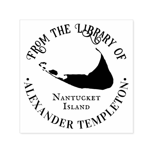 Elegant Nantucket Island Karta OL Bibliotek Boknam Självfärgande Stämpel (Design)
