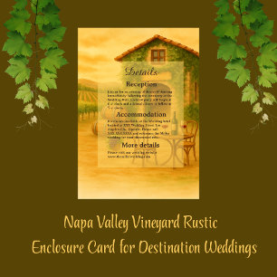 Elegant Napa Valley Vineyard Rustic Bröllop Tilläggskort