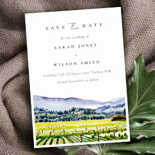 Elegant Napa Valley Watercolor Vineyard liggande Spara Datumet