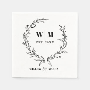 Elegant Napkins, Monogram Bröllop Napkins Pappersservett